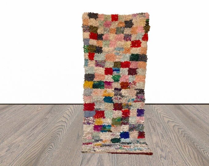 3x7 ft Moroccan Boucherouite runner rug!