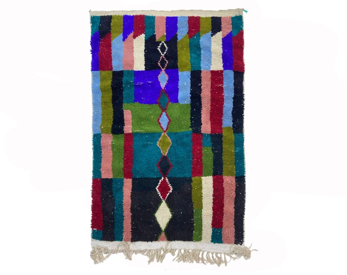 Moroccan Handmade Wool Rug, Unique Colorful Boho Area Rug!