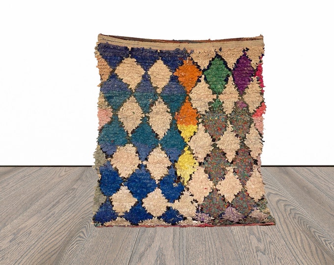 4x5 ft Moroccan Boucherouite vintage rug!