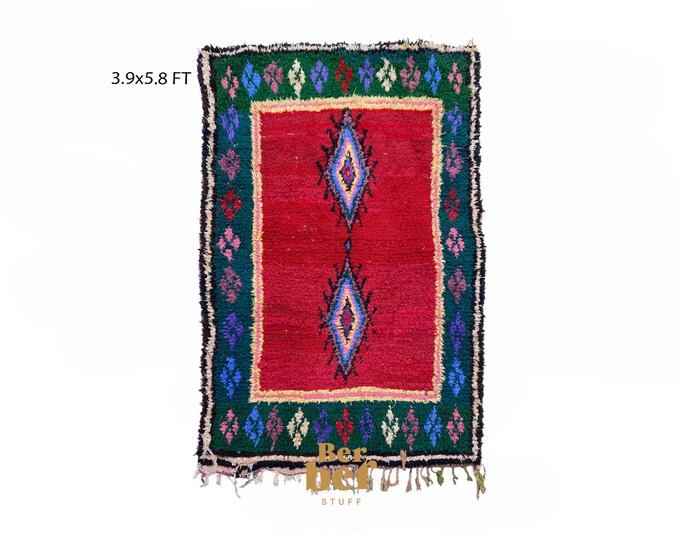 4x6 Woven Moroccan Colorful Tribal Area Rug.