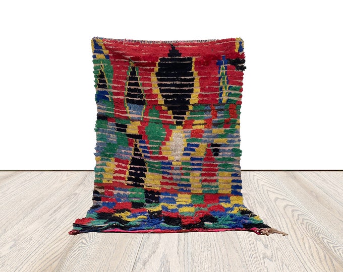3x6 ft, Moroccan Shaggy Rug, Vintage Rug, woven Cotton Rug.