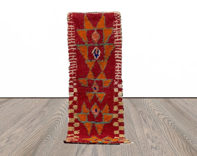 2x7 FT handwoven Moroccan wool unique rugs runner.