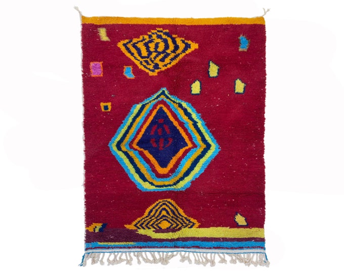 Handwoven Berber Area Rug, Custom-sized Colorful Moroccan Carpet.