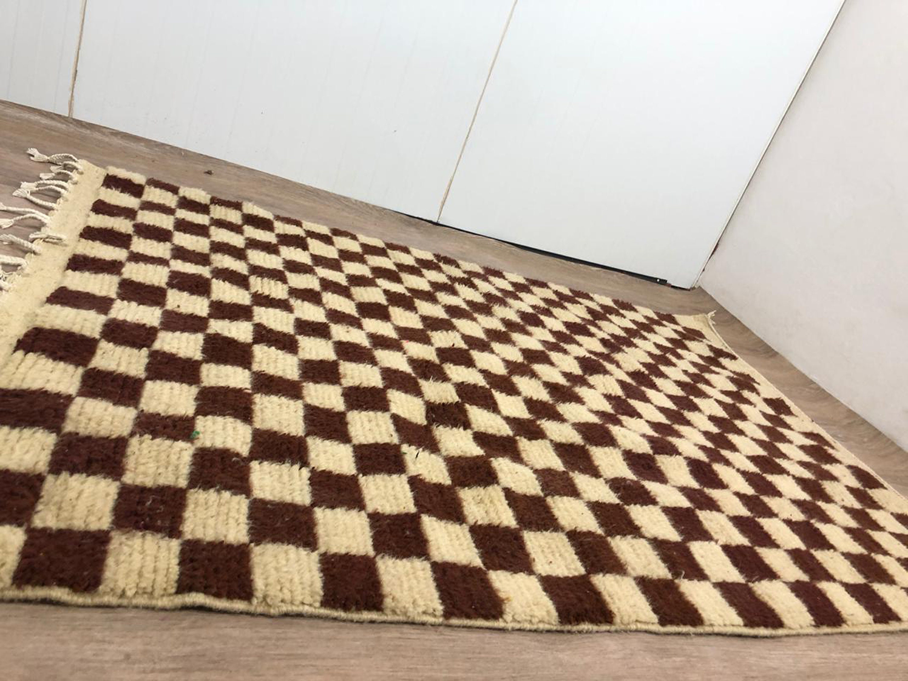 Brown Berber Checkered area rug Moroccan checkerboard rug Etsy