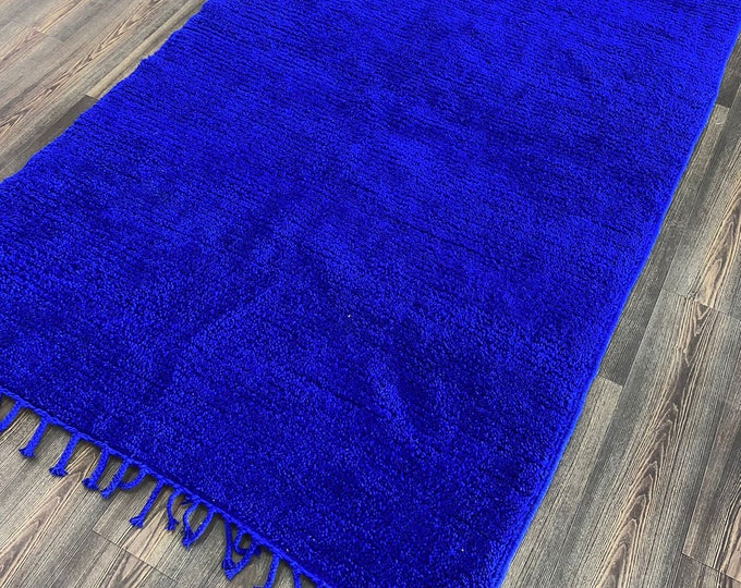 Custom sizes morrocan berber solid blue wool area rug