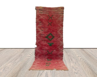 3 x 9 ft Vintage Moroccan Rug, Cotton narrow runner Rug.