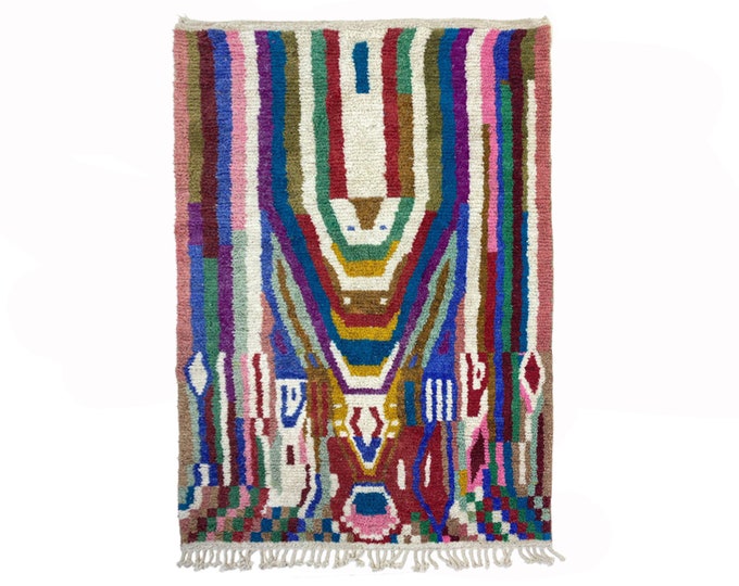 Handmade Moroccan Rug, Unique Berber Addition to Living Room Decor.