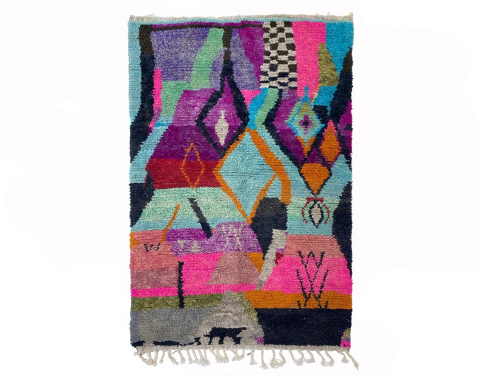 Handmade Wool Moroccan Berber Rug, custom colorful area Rug!