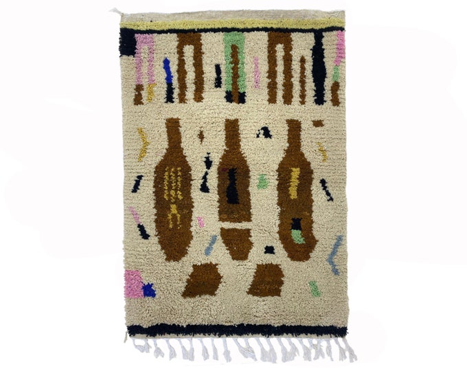 Moroccan Berber Wool Rug, Handmade Custom Area Rug for Boho Home Decor.