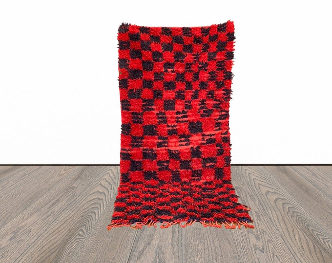 3x7 ft Moroccan checkered black and red rug!
