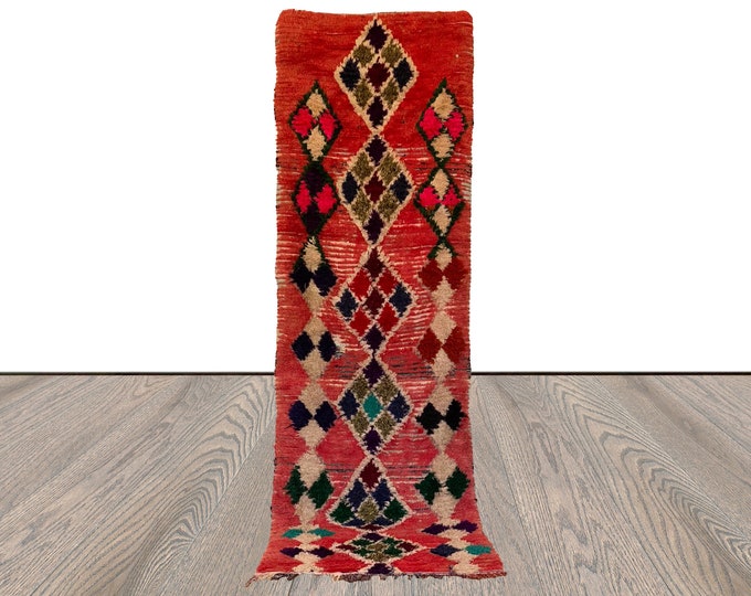 Large Narrow Runner Morocco Rugs, 3x10 Moroccan Vintage Berber Rug.