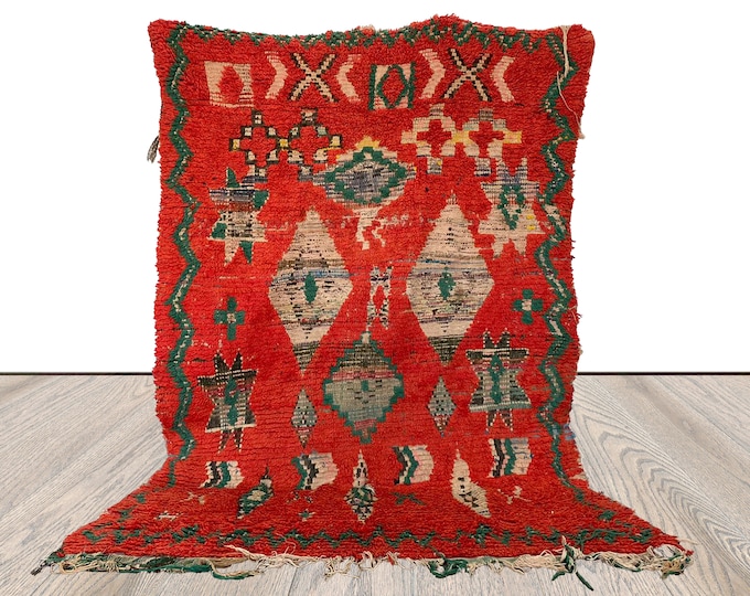 5 x 7 ft Moroccan Vintage woven Cotton area Rug.