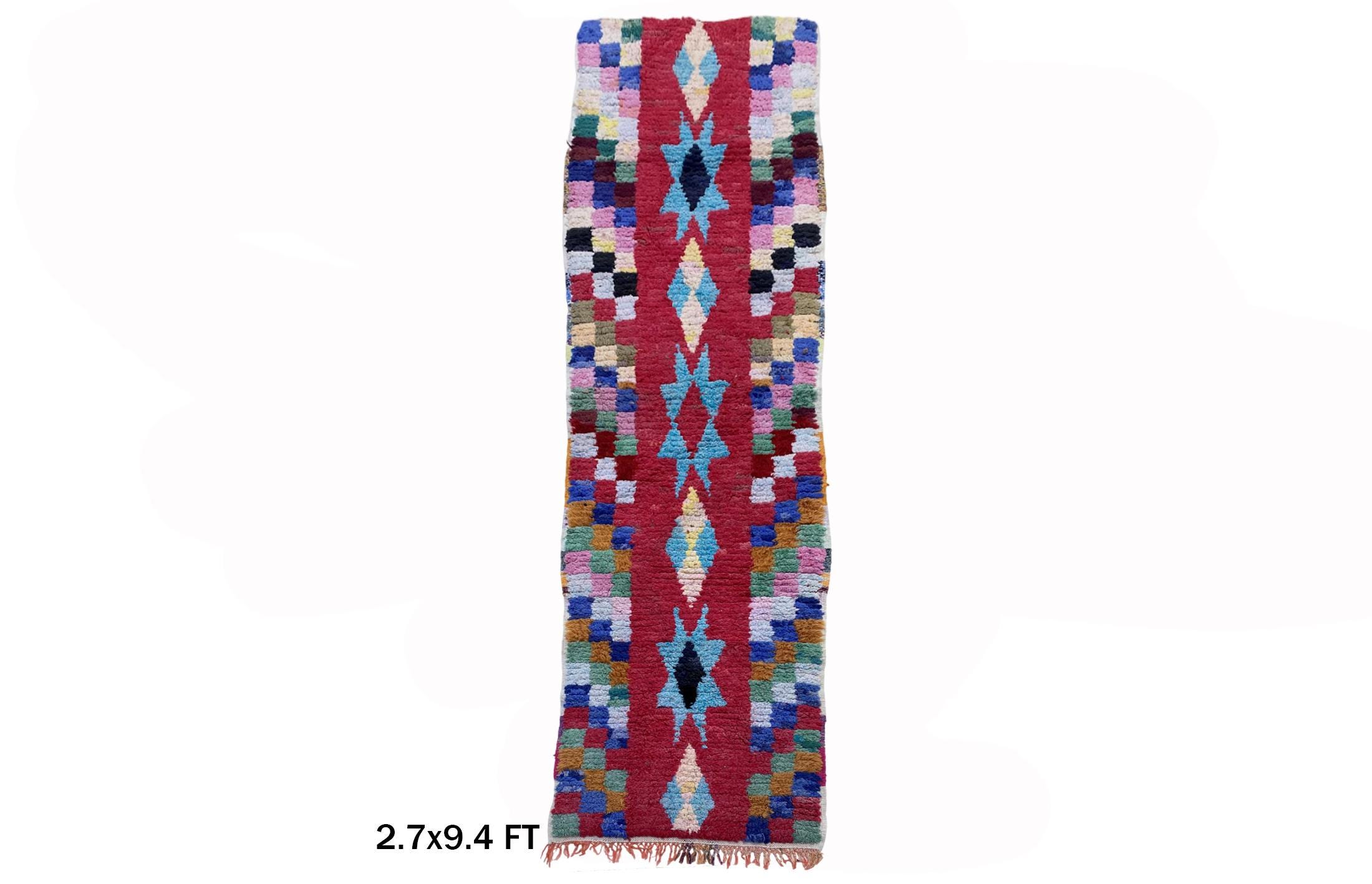 3x9 Moroccan Wool Runner Rug, Vintage Home Decor. - Etsy