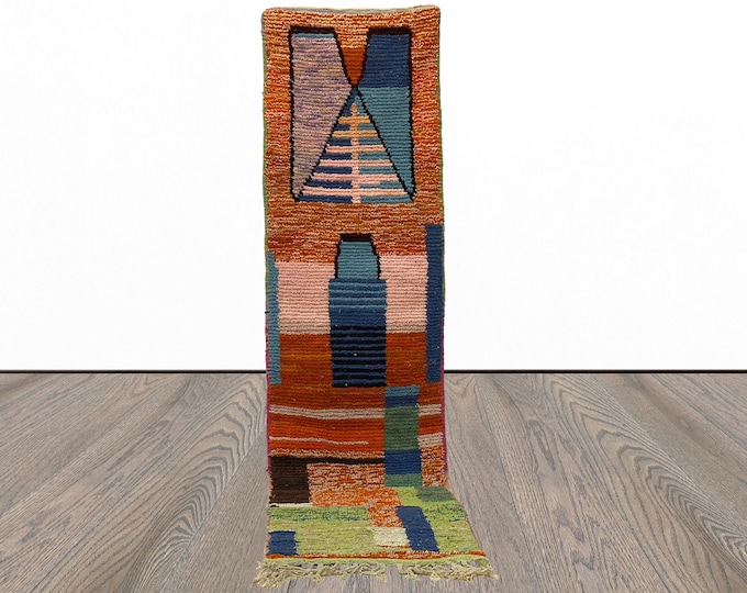 Berber Handmade Wool Runner Rug, Colorful Moroccan Runner for Hallway!