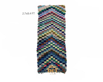Tappeto marocchino vintage unico nel suo genere, 3x8 piedi.