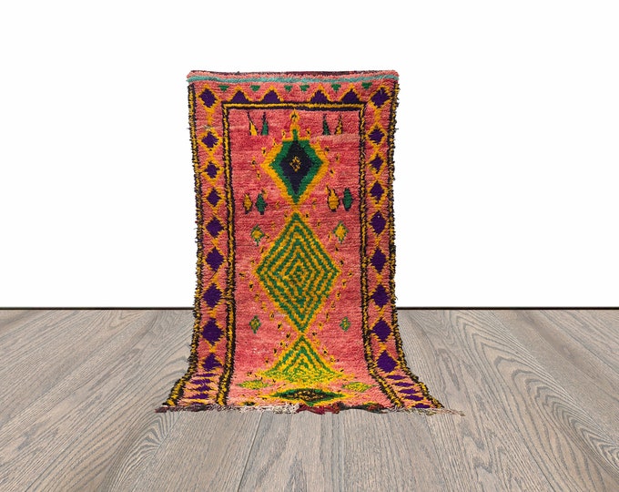 4x9 Feet Moroccan Multicolor Vintage Area Rug.