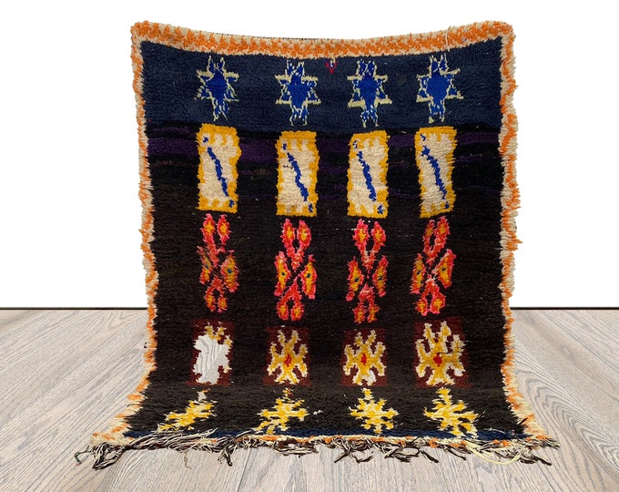 Moroccan small runner Rug, 3 x 4 feet, woven  old rare berber rugs.