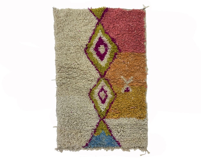 Handmade Moroccan Colorful Wool Rug - Custom Berber Rug for Living Room.