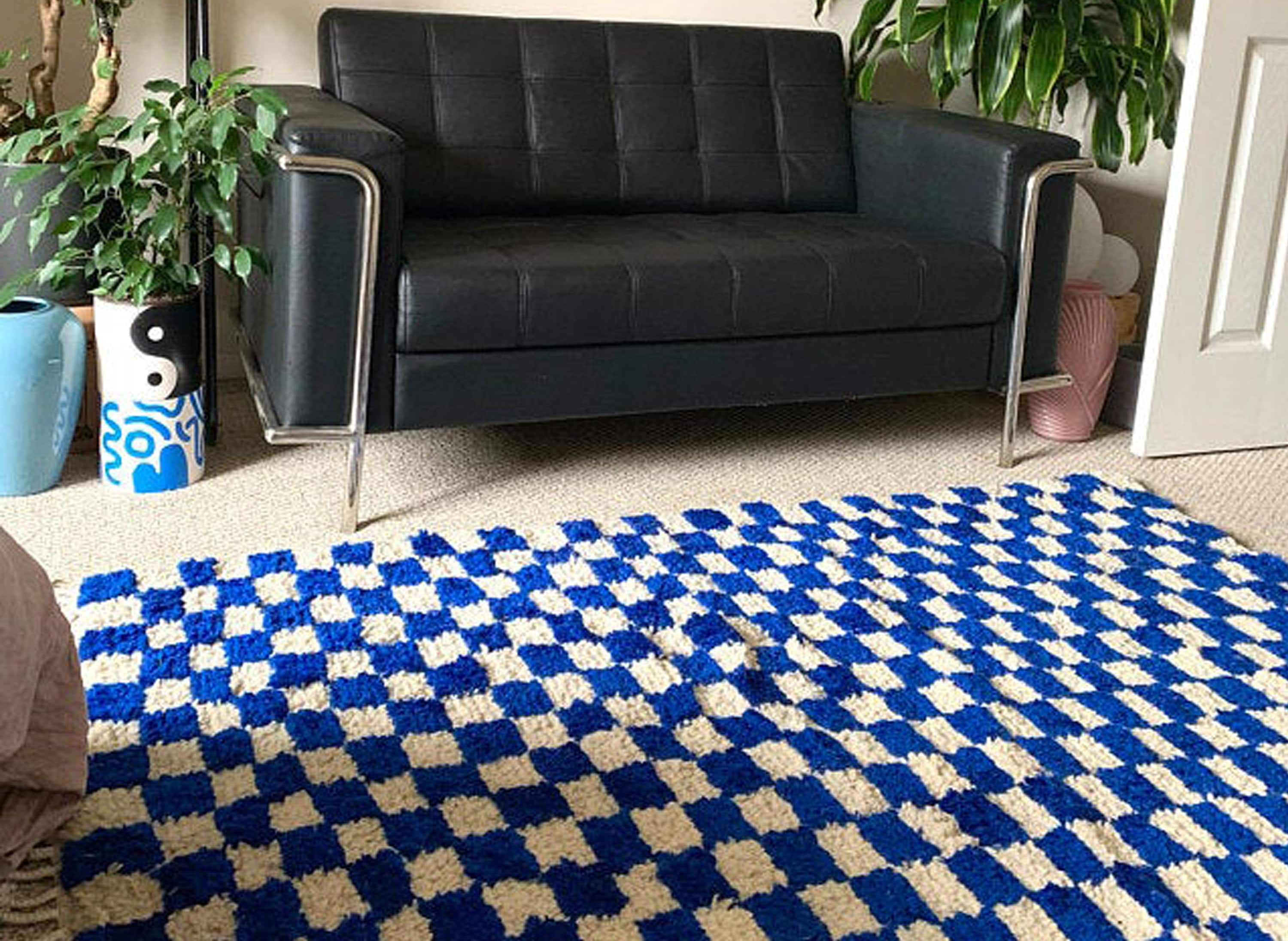 Blue and 2024 white rug