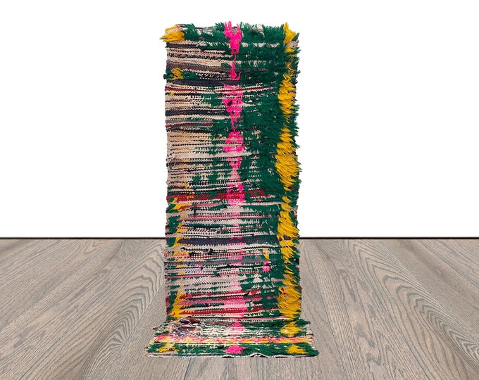 Moroccan Narrow SMALL runner Rugs, Vintage Worn colorful Rug 2 BY 6.
