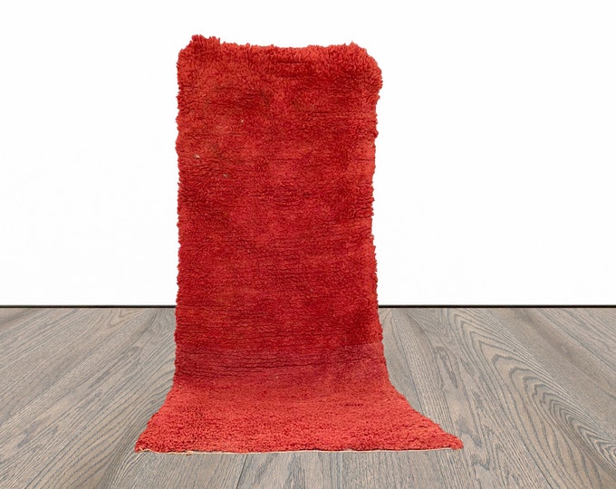 2x6 ft Moroccan vintage small red Berber woven area rug!