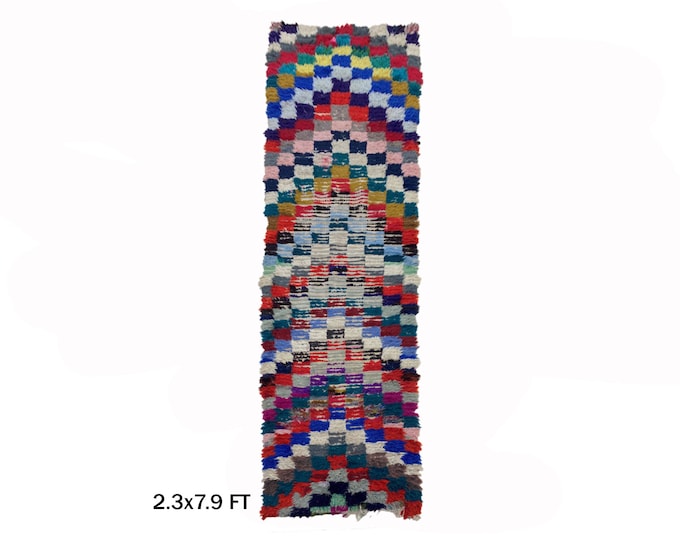 2x7 Moroccan Vintage Runner Rug: Colorful Vintage Textile!