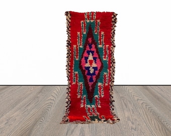 2x6 ft colorful small Moroccan runner rug.