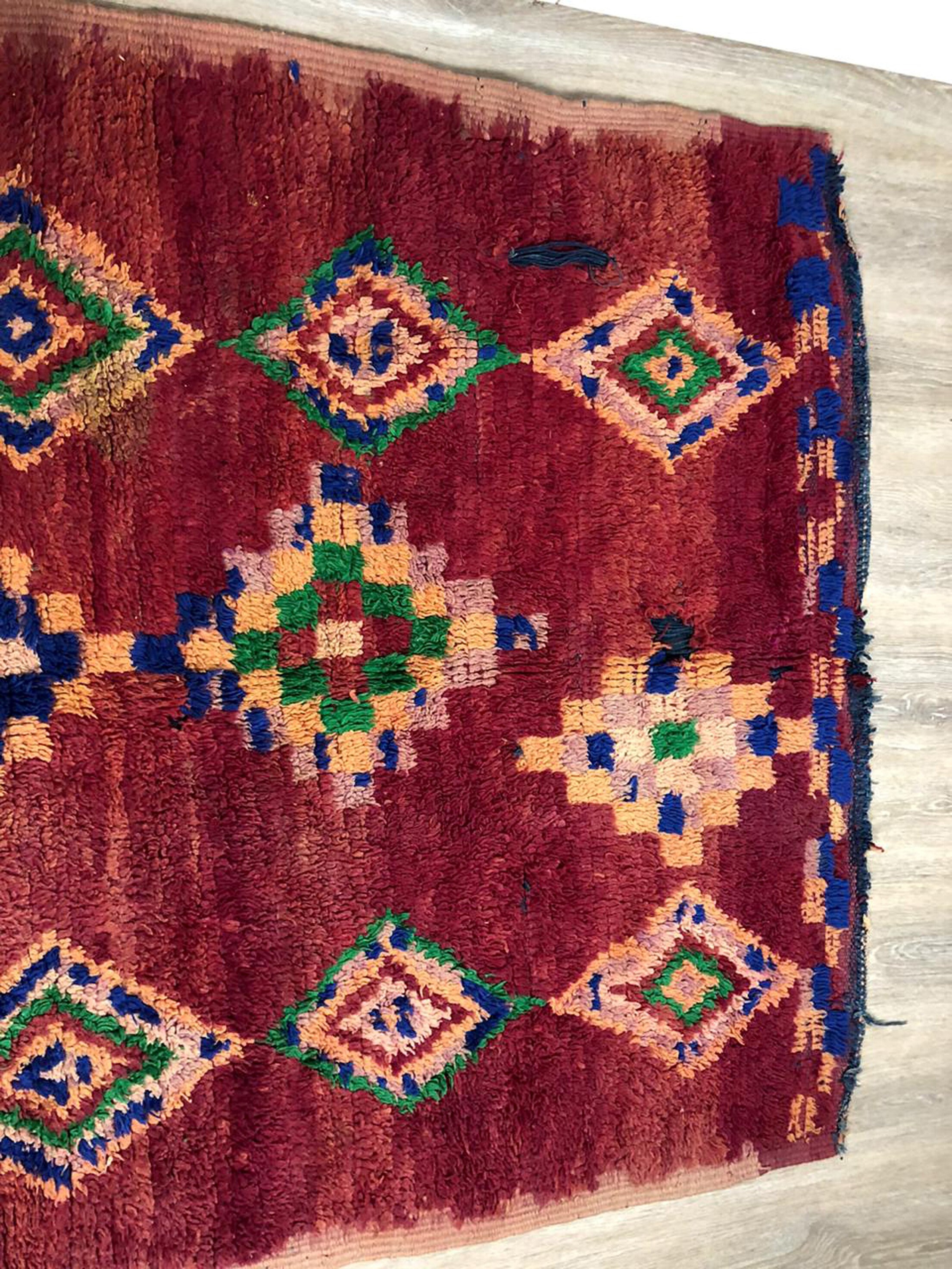 Colorful Berber vintage area rug 5x7, Morrocan Tribal Bohemian woven