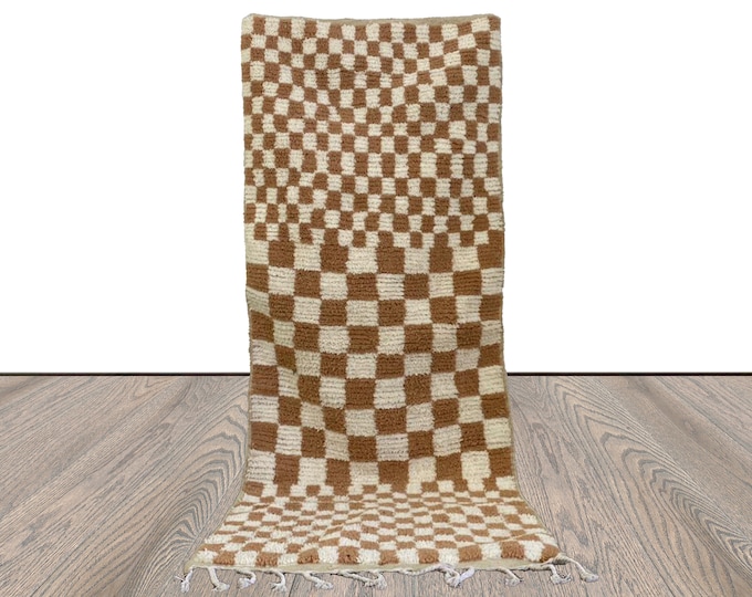 3x8 Moroccan Checkerboard runner rug.