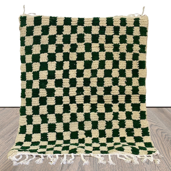 Small Green Checkered Rug Etsy
