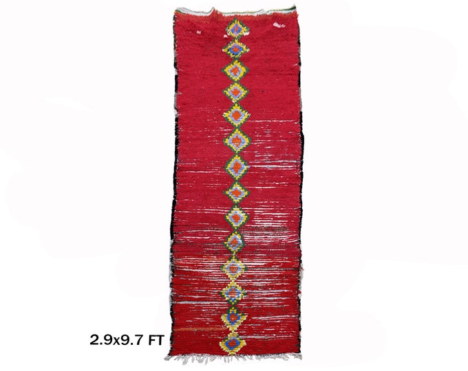 Long Moroccan Diamond red 3x10 runner rug!