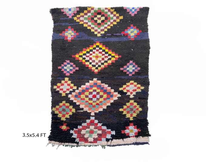 Vintage Moroccan Colorful Area Rug 4x5.