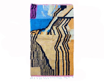 Handmade Colorful Moroccan Berber Rug, Stylish Bohemian Floor Decor!