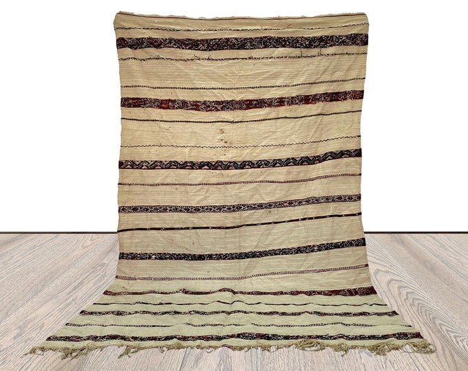 5 x 9 feet,  Kilim striped Vintage area Rug, Moroccan Flatweave Rugs.