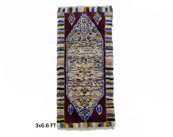 3x7  Moroccan Vintage Woven Runner Rug: Colorful Berber Textile!