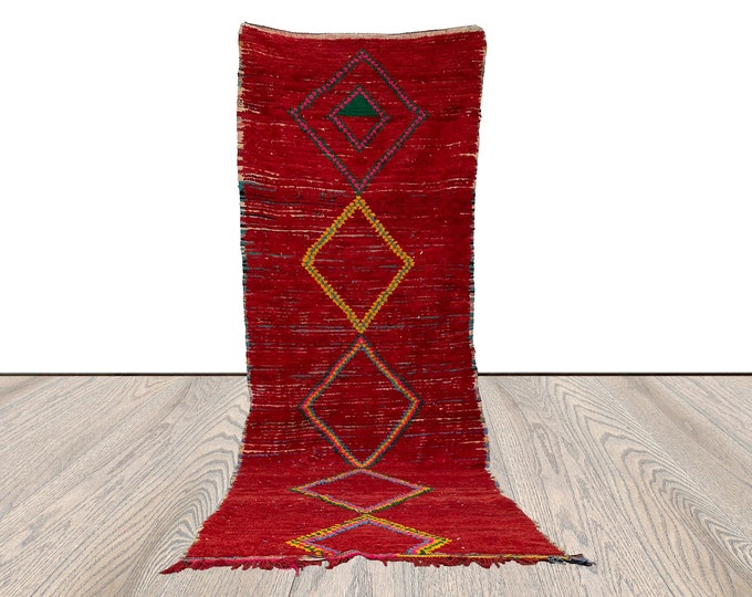 Moroccan Runner Hallway rug, Moroccan wool rug, 4x10 ft Entryway rug,  Moroccan Long rug, Berber runner Rug, Runner Rug.