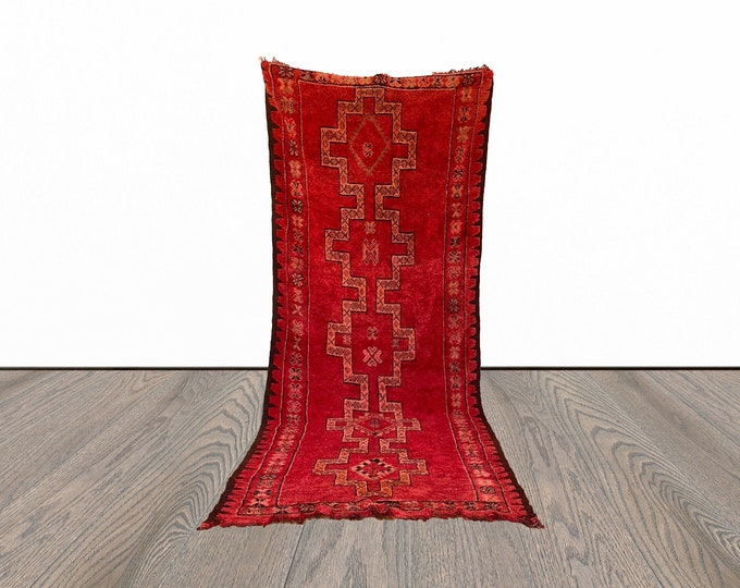 Vintage red large Moroccan rug 5x13 ft!