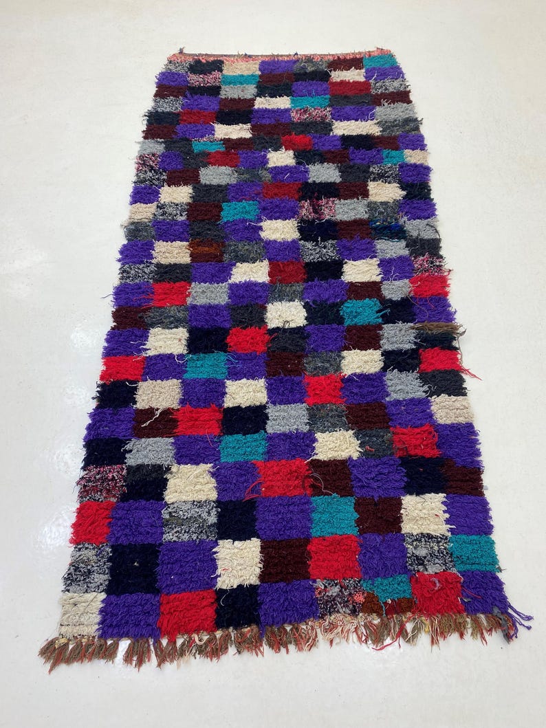 Moroccan Checkered 4x8 Rug, Colorful Vintage Area Rug. Etsy Canada