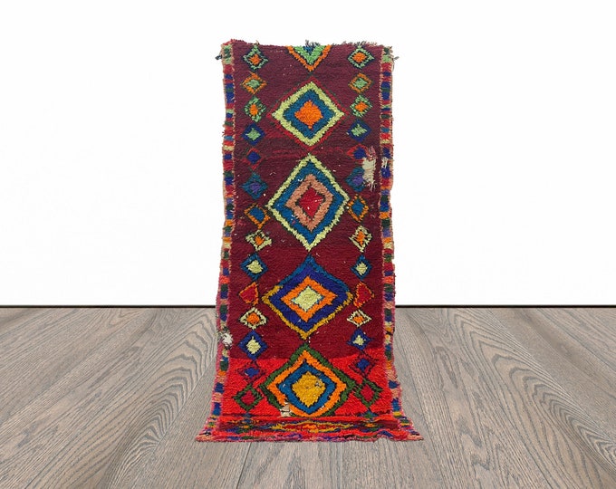 3x7 Vintage Hallway Moroccan Vintage Runner Rug.