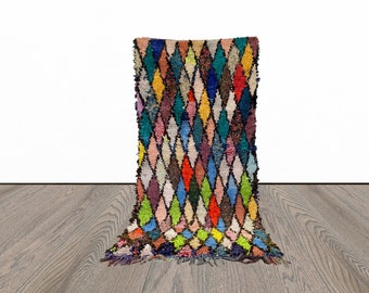 3x6 ft vintage Moroccan Boucherouite rug!