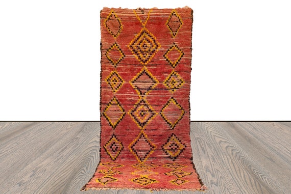 Tappeti runner rosa sbiadito 3x8, tappeto berbero in lana marocchino  vintage. -  Italia