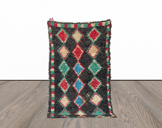 4x7 Moroccan Vintage diamond Berber Rug.