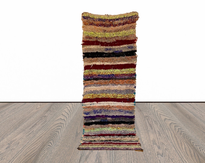 Narrow Moroccan striped runner rug 2x8 ft!