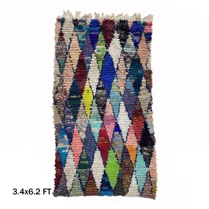 Moroccan Runner Rug 3x6, Boucherouite Colorful Home Decor.