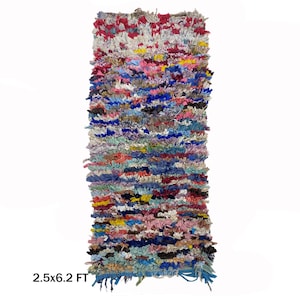 Vintage Moroccan Runner Rug 3x6– Boucherouite Runner.