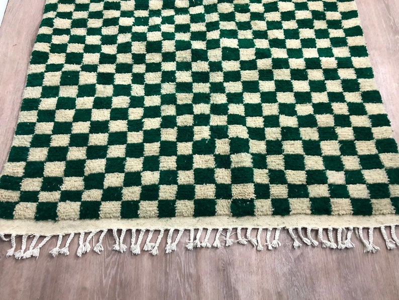 Green Checkered rug Berber area rug Checker rug 8x10 rug Etsy