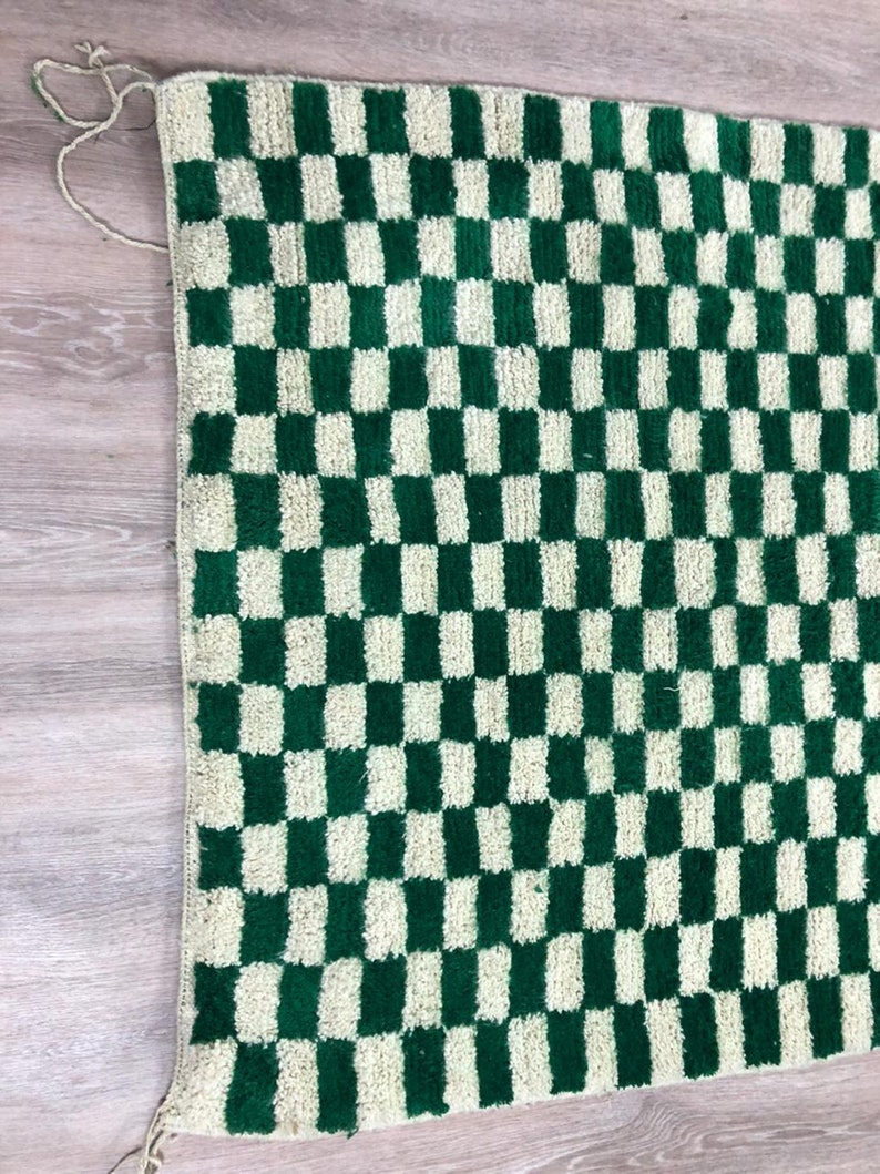 Large Moroccan Green Checkered area rug Berber Checker rug Etsy
