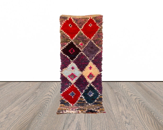 Moroccan small woven area rug 2x6 ft!