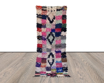 3x7 Boucherouite Rugs, Moroccan Berber Narrow runner Rug.