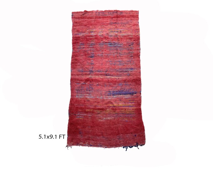 Moroccan solid Area Rug 5x9, wool Vintage woven rug.